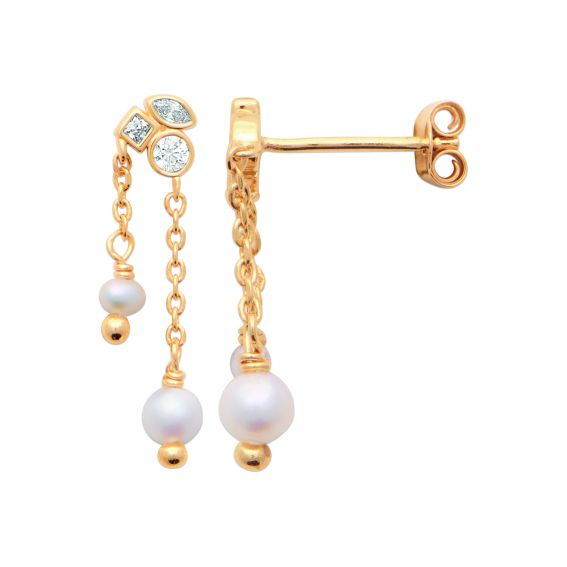 Bijou argent/plaqué or Alysea oorbellen – Verguld & Zirkonen