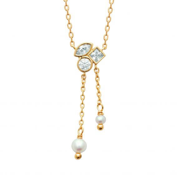 Bijou argent/plaqué or Alysea Necklace – Gold plated & zircons