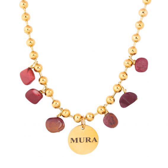 Mura MURA necklace with red jasper medallion