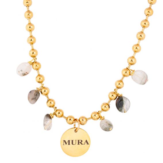 Mura MURA necklace with gold medallion, labradorite quartz