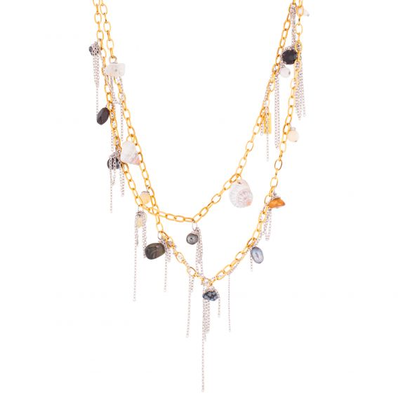 Mura MURA Mira multi-strand necklace – Citrine, Garnet, Jasper, Golden Shell