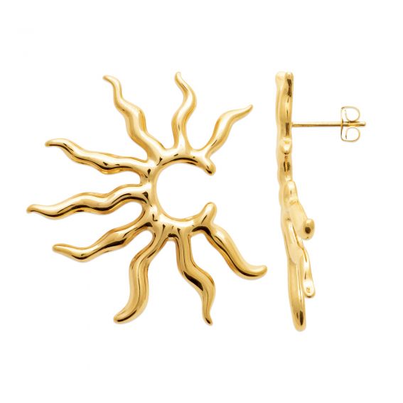 Bijou argent/plaqué or Boucles d’oreilles sunshine – Acier inoxydable doré