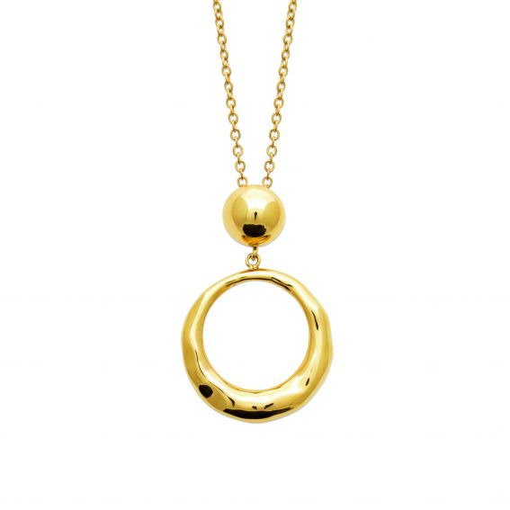 Bijou argent/plaqué or Gouden gegraveerde cirkelketting – roestvrij staal