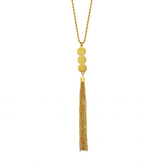 Bijou argent/plaqué or Gouden oorbellen met vloeiende ketting – roestvrij staal