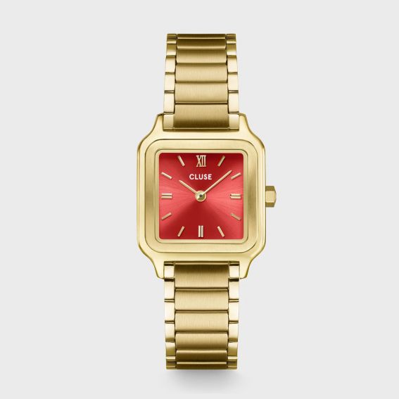 Cluse Montre Cluse Gracieuse Petite – Cadran rouge pastèque & bracelet acier doré