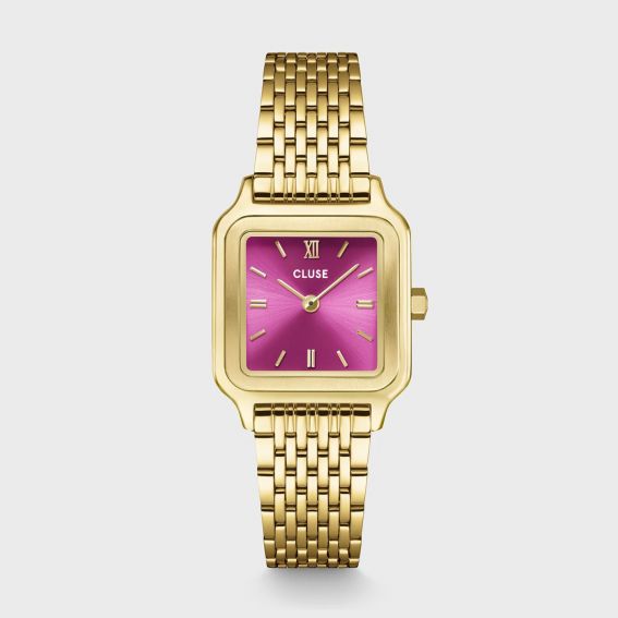 Cluse Montre Cluse Gracieuse Petite – Cadran rose fuchsia & bracelet acier doré