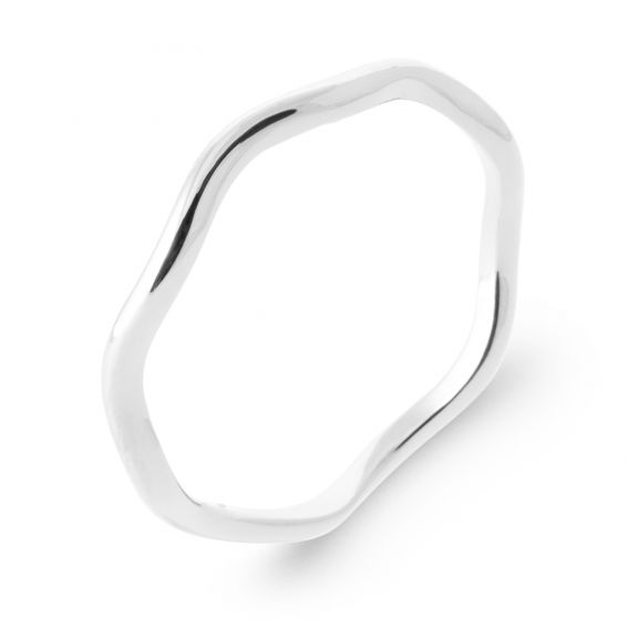 Bijou argent/plaqué or Bague ondulée argent 925 rhodié – bague vague fine à superposer femme