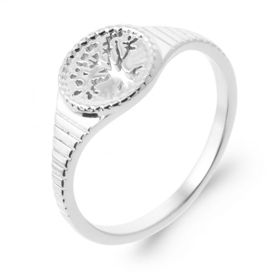 Bijou argent/plaqué or Chevalière arbre de vie argent 925 rhodié – bague symbolique femme