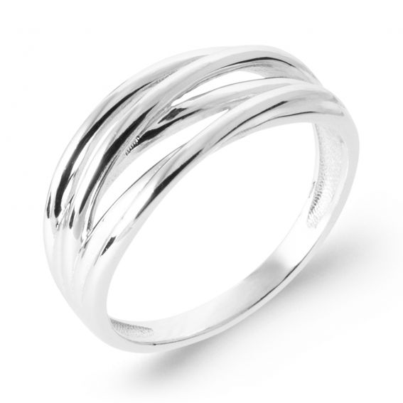 Bijou argent/plaqué or Bague multi anneaux entrelacés argent 925 rhodié – bague design moderne femme