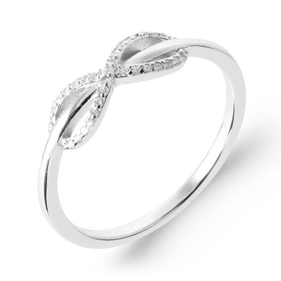 Bijou argent/plaqué or Rhodiumgeplateerde oneindigheidsring van 925 sterling zilver met kubische zirkonia – symbool van eeuwigheid voor vrouwen