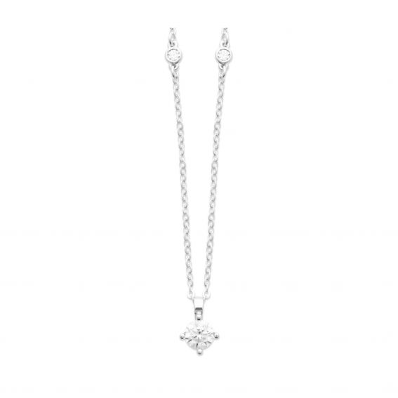 Bijou argent/plaqué or Collier solitaire - argent 925