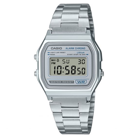Casio Montre Casio Vintage A158WEA-7 argentée – montre digitale rétro avec bracelet acier inoxydable