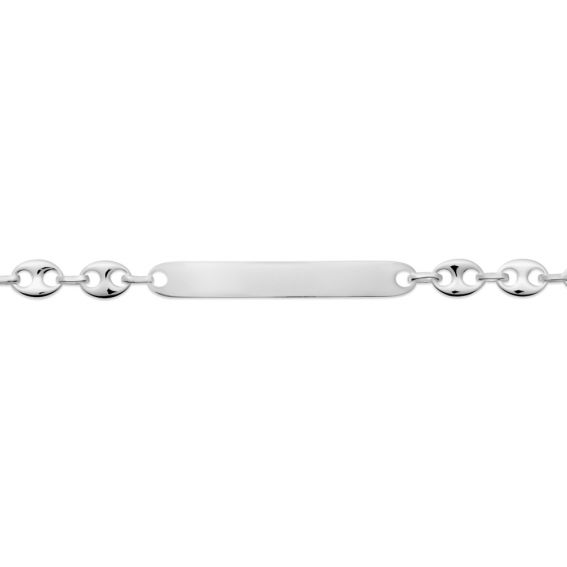 Bijou argent/plaqué or Men's ID bracelet in rhodium-plated 925 sterling silver – Personalized engravable plaque
