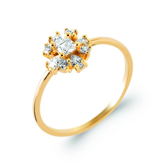 Bijou argent/plaqué or Bague Fleur Éclat Élina - Plaqué Or