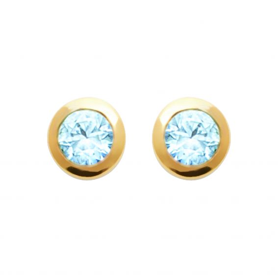 Bijou argent/plaqué or Boucles d’oreilles Solis Bleu - Plaqué Or