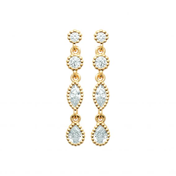 Bijou argent/plaqué or Boucles d’oreilles Élora Royale - Plaqué Or