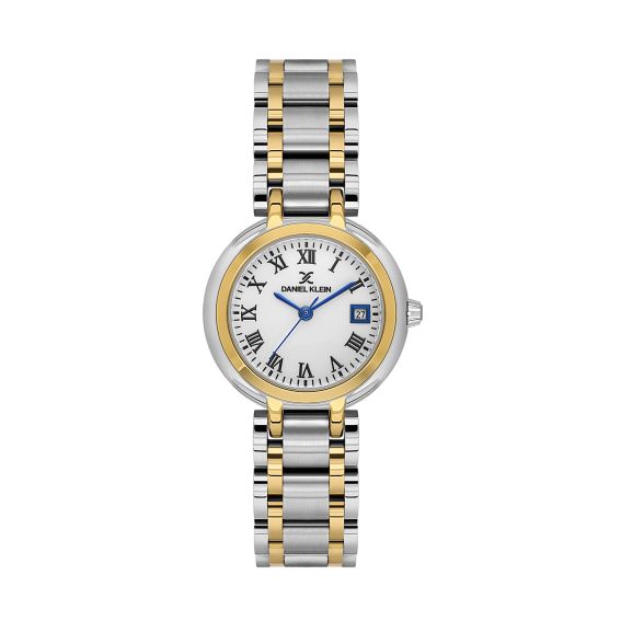 Daniel Klein Montre femme acier inoxydable bicolore argent et doré 30 mm – Étanche 3 ATM