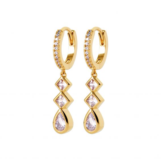 Bijou argent/plaqué or Elvera oorbellen – 18k verguld en bezet met zirkonia