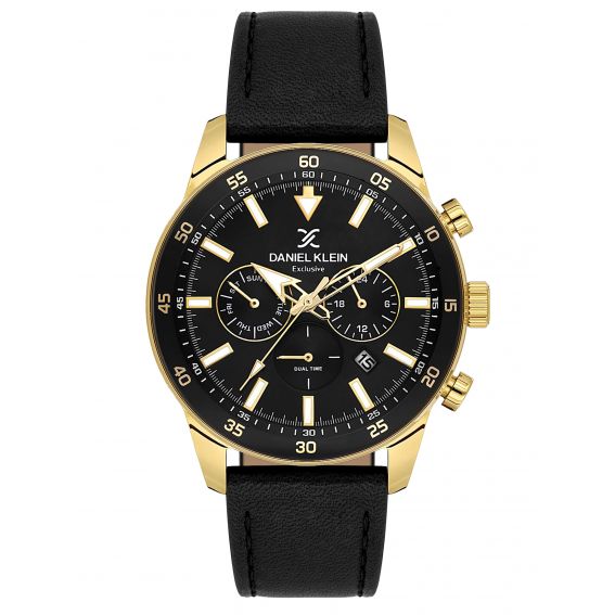 Daniel Klein Daniel Klein herenhorloge in zwart en goud – elegant quartz uurwerk met zwarte wijzerplaat