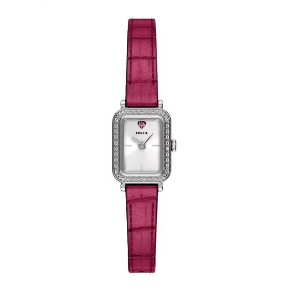 Fossil Montre Femme FOSSIL Raquel Mini ES5466 – Cuir Rose & Cadran Argenté