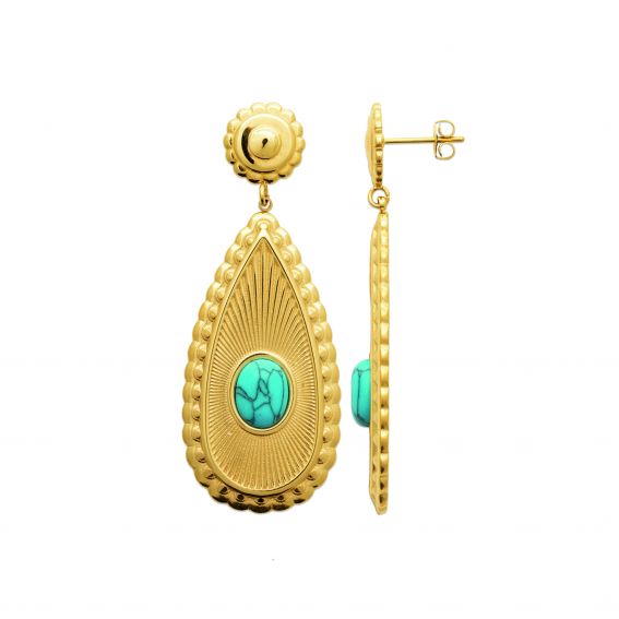 Bijou argent/plaqué or Soléa Turquoise Earrings - Stainless Steel