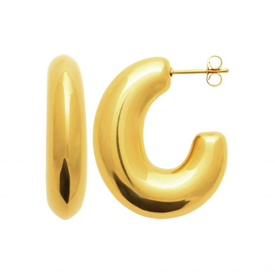 Bijou argent/plaqué or Smooth Eclipse Hoop Earrings - Stainless Steel