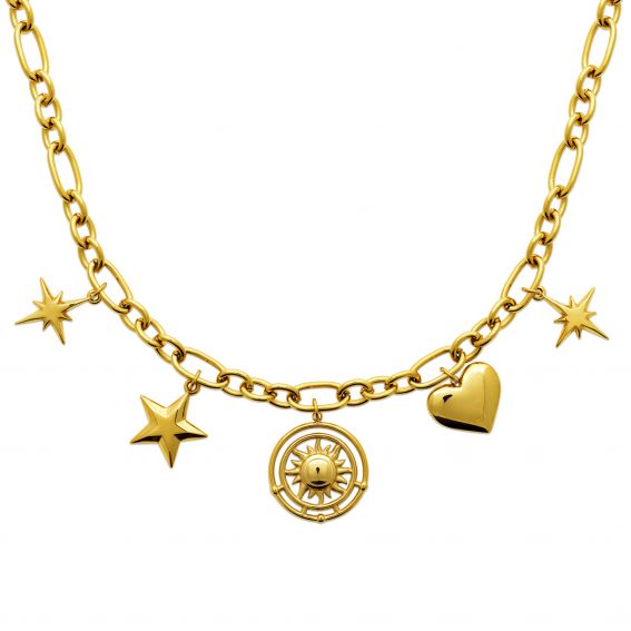Bijou argent/plaqué or Collier Astro Charms - acier inoxydable