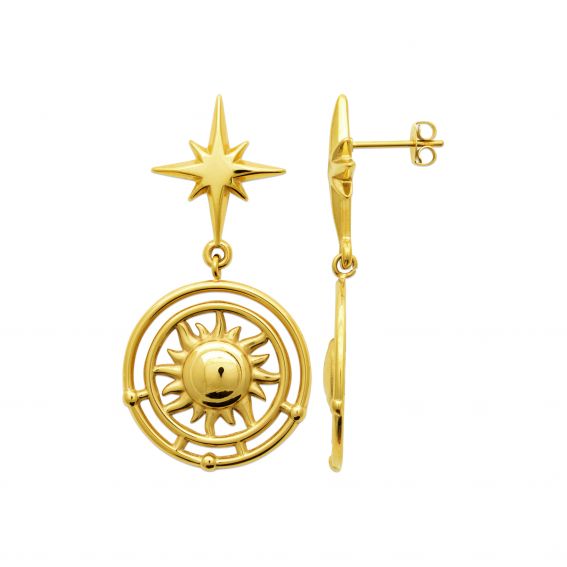Bijou argent/plaqué or Astro Sun oorbellen - roestvrij staal