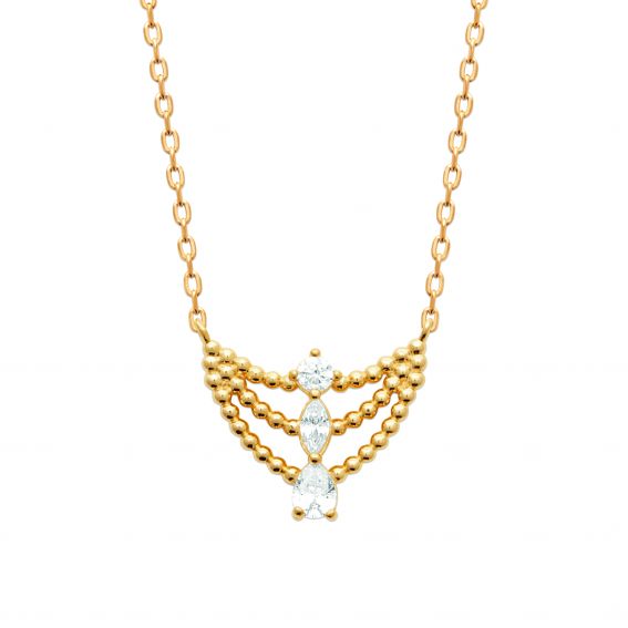 Bijou argent/plaqué or Collier Élégance Cascade Zircon – Plaqué or 18k