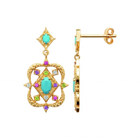 Bijou argent/plaqué or Orienta Turquoise Earrings - 18k Gold Plated