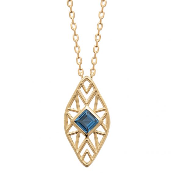 Bijou argent/plaqué or Collier Eloria – Plaqué Or 18 Carats & pierre Bleu