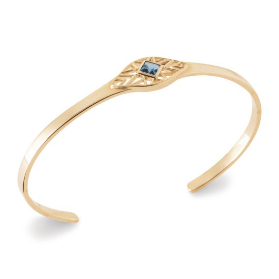 Bijou argent/plaqué or Bracelet Eloria – Jonc Plaqué Or 18 Carats & Cristal Bleu