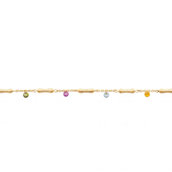 Bijou argent/plaqué or Multicolor 18K Gold Plated Bracelet – Delicate Women's Bracelet with Colorful Tassels