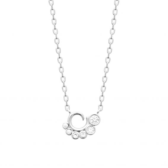 Bijou argent/plaqué or Rhodium-geplateerde 925 sterling zilveren halsketting met zirkonia steentjes – elegante en verfijnde dameshalsketting