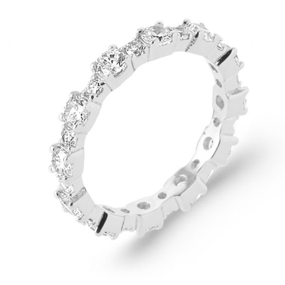 Bijou argent/plaqué or Trouwring van 925 sterling zilver, gerhodineerd en bezet met zirkonia – een sprankelende eeuwigheidsring voor vrouwen