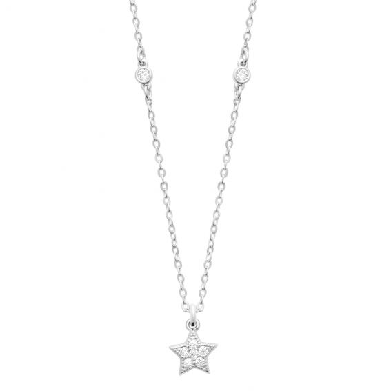 Bijou argent/plaqué or 925 Sterling Zilveren, Rhodium-geplateerde Sterrenketting & Kubieke Zirkonia – Verstelbare Damesketting 42 tot 45 cm