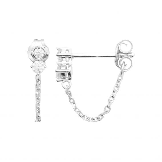 Bijou argent/plaqué or Boucles d’oreilles Lia Chain – Argent 925 & Zirconiums