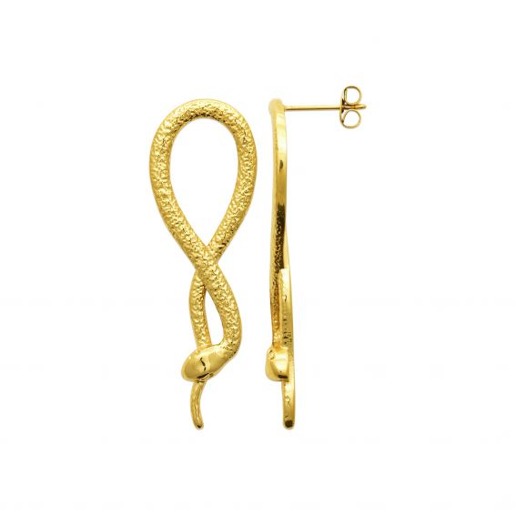 Bijou argent/plaqué or Boucles d'oreilles "Serpenta" – Pendentif serpent enroulé doré en acier inoxydable