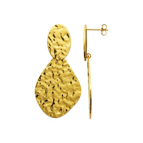Bijou argent/plaqué or Oorbellen "Martellia" – Dubbel gehamerd, verguld roestvrij staal
