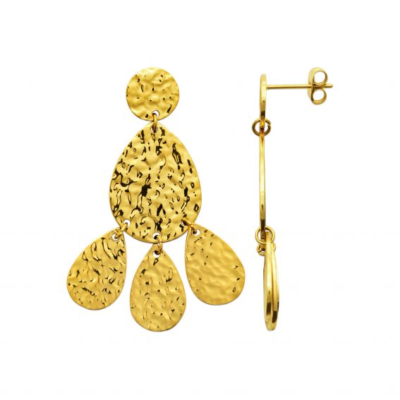 Bijou argent/plaqué or Oorbellen met gehamerde gouden plaat – Verguld roestvrij staal