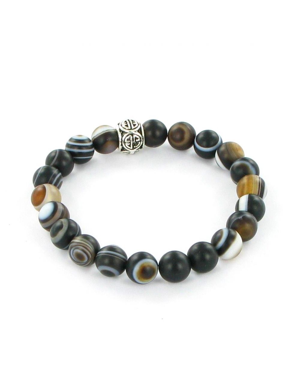Bracelet Göshö [Apaisante] Agate oeil noir mate - Pierres naturelles