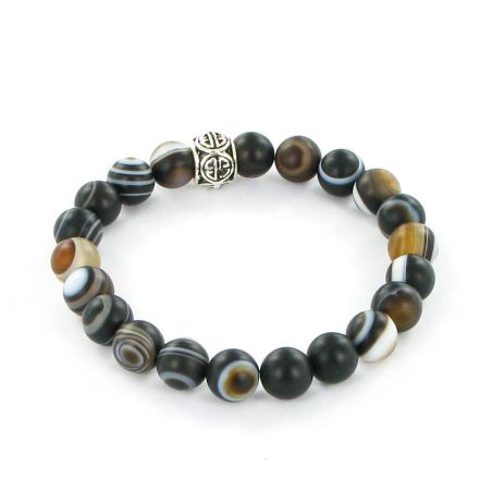 Bracelet Göshö [Apaisante] Agate oeil noir mate - Pierres naturelles