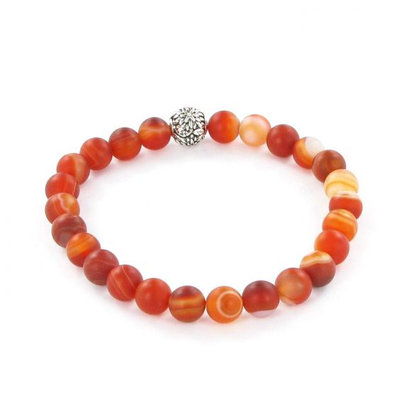 Bracelet Göshö [Enthousiasme] Agate rouge rayé mate - Pierres naturelles
