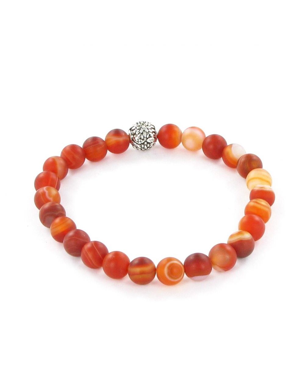 Bracelet Göshö [Enthousiasme] Agate rouge rayé mate - Pierres naturelles