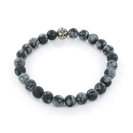 Bracelet Göshö [Estomac] Obsidienne mouchetée mate - Pierres naturelles