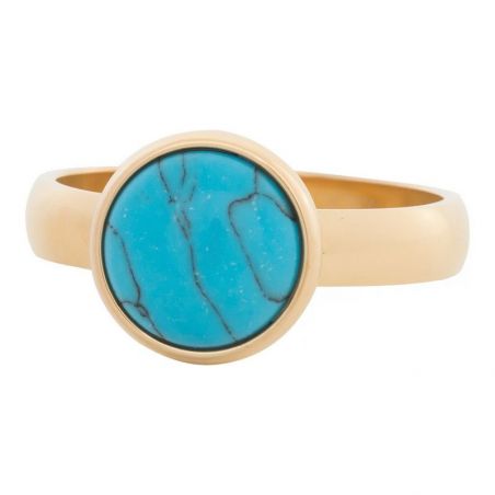 Anneau couvrant iXXXi solitaire marbré bleu turquoise iXXXi doré