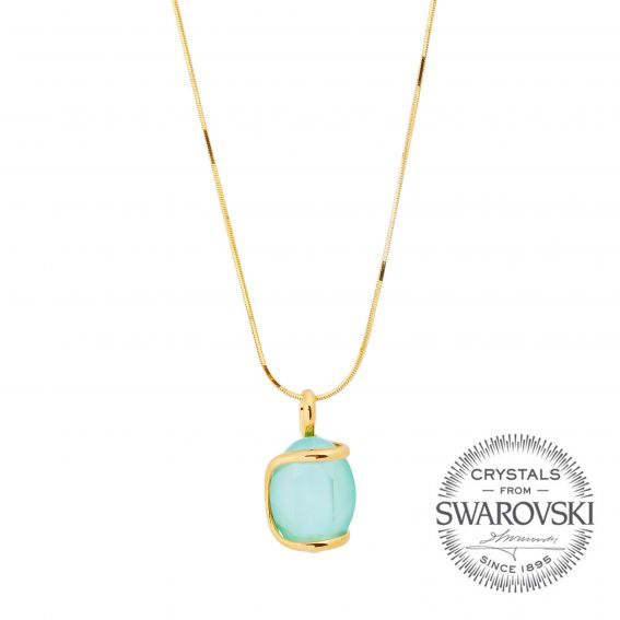Marazzini - oval Swarovski mint crystal necklace