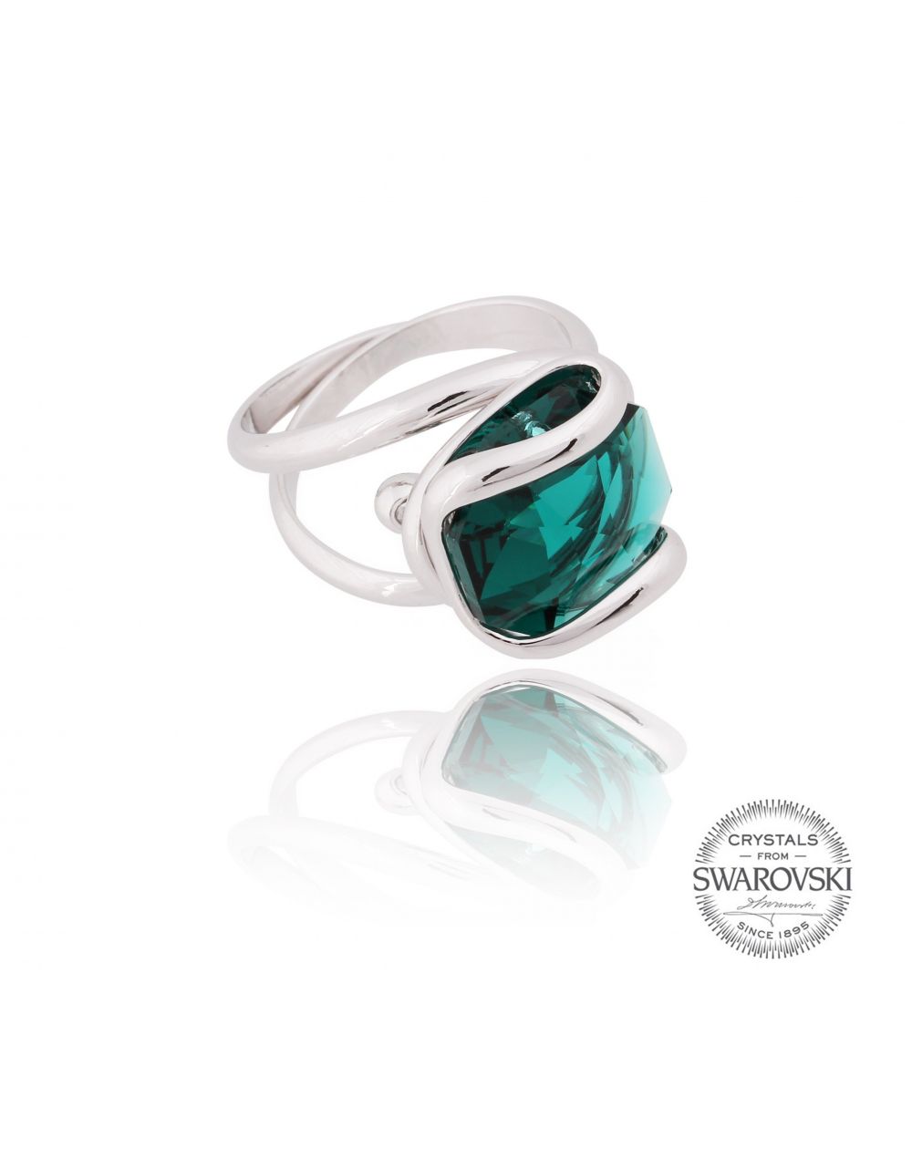 Marazzini - Swarovskikristal ring zilver Emerald