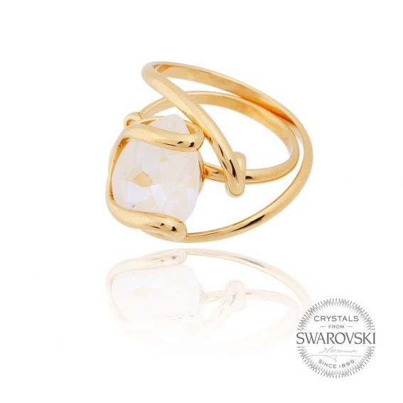 Andrea Marazzini bijoux - Bague cristal ovale Swarovski blanc delite