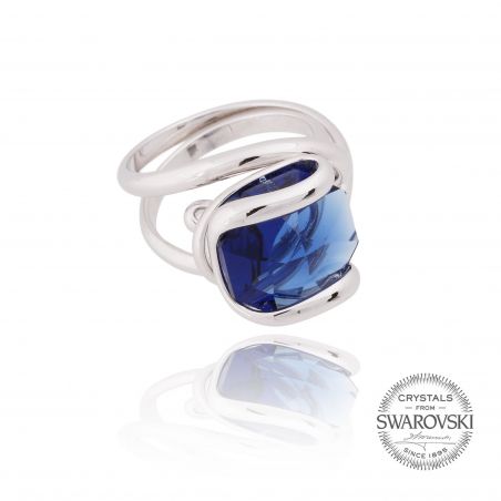Marazzini - Swarovski zilveren donker blauwe ring